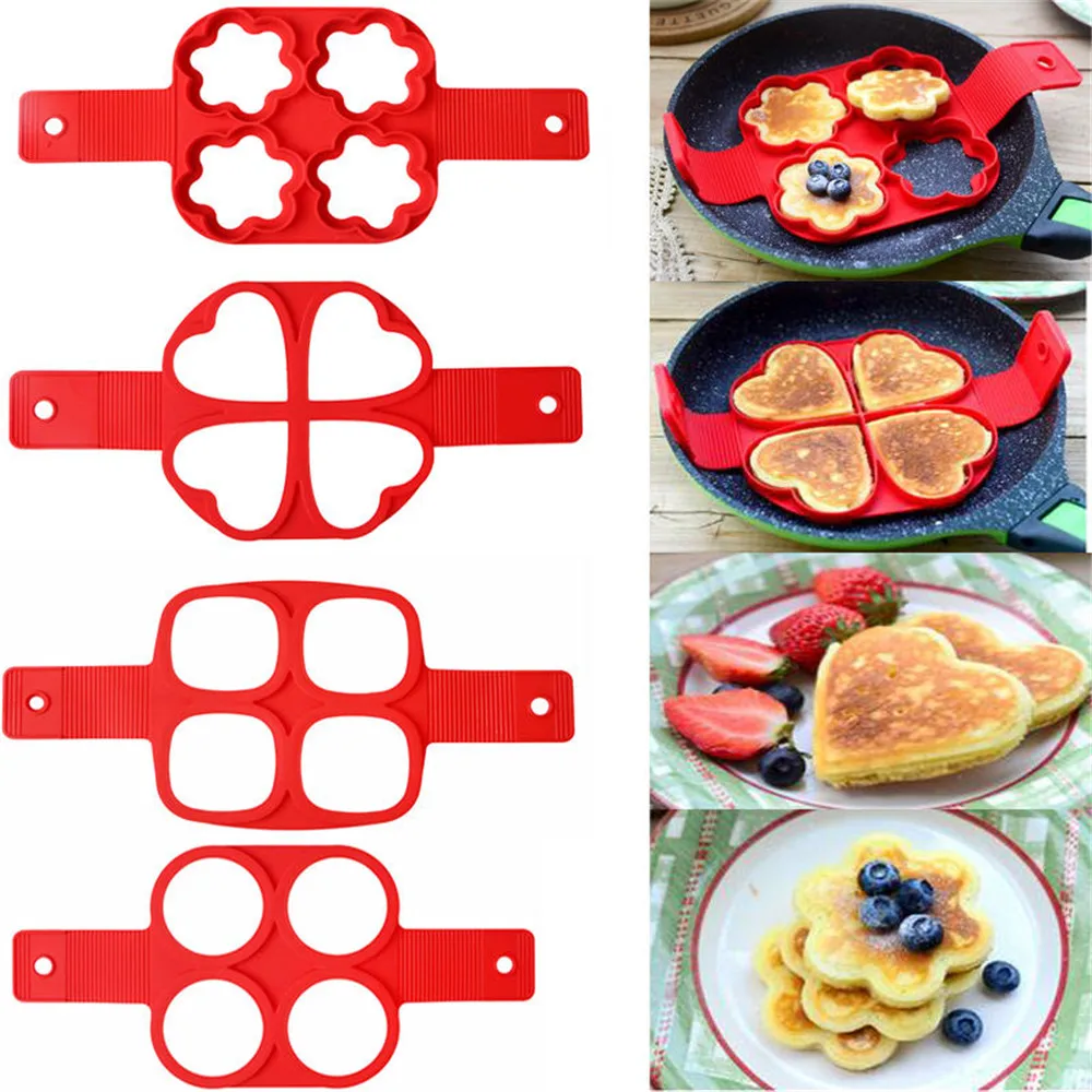 Fried Pancake Egg Mold Stainless Pancake Maker 4 Silicone Baking Mold
