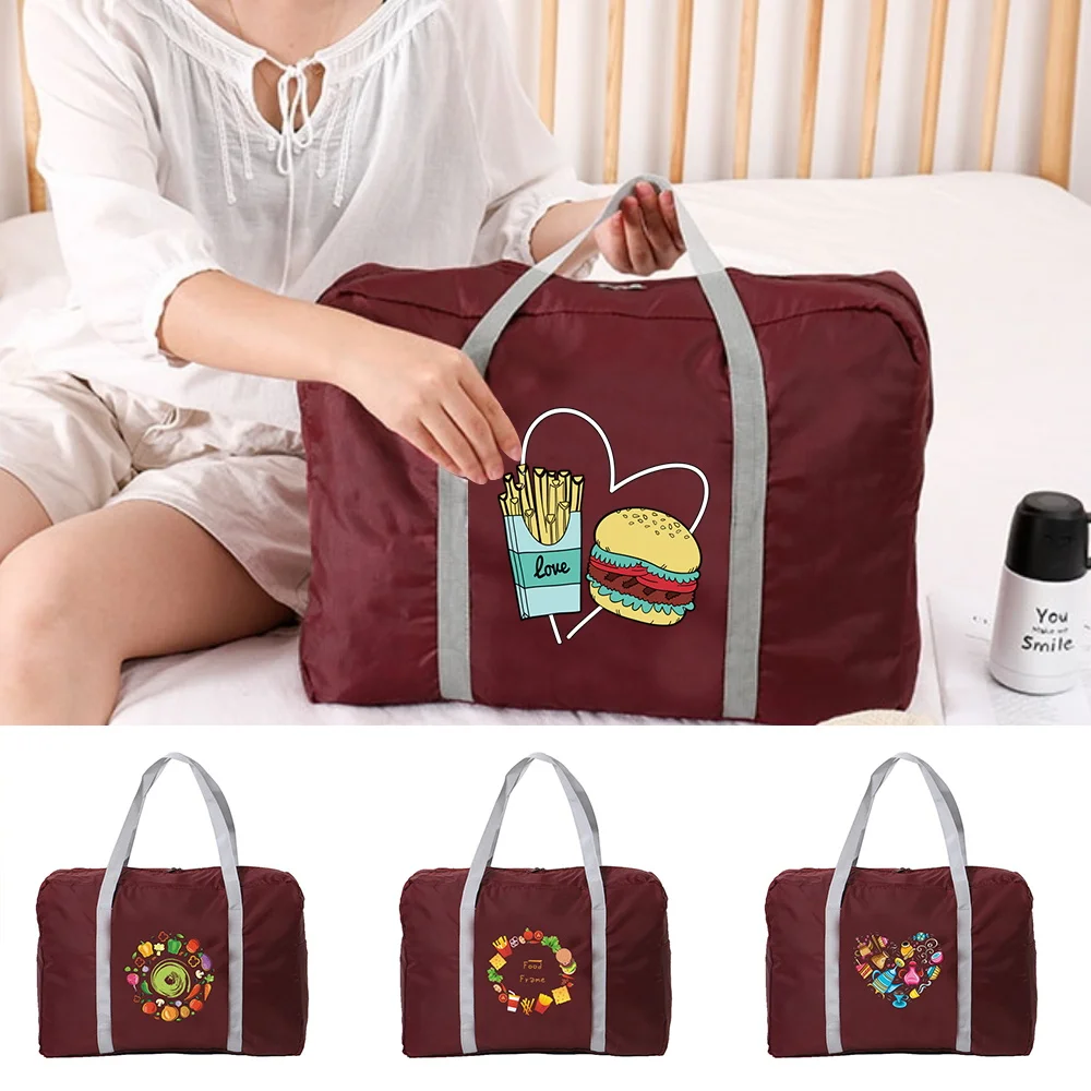 

2022 Foldable Travel Bags Unisex Large Capacity Bag Portable Luggage Clothes Storage Women Food Print Handbags Men Travel Bags