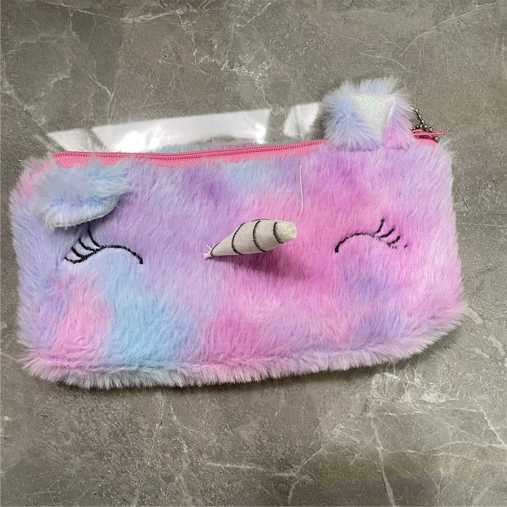 1X Random Color , Animal Coin Bag , 22CM Plush Unicorn Keychain Pocket Coin BAG Purse