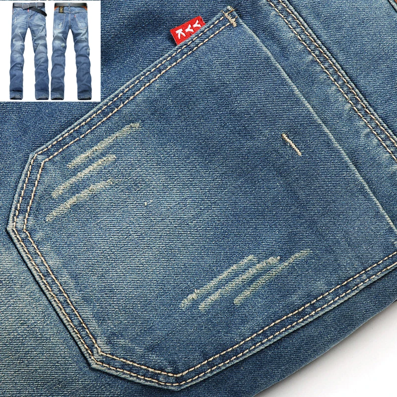 high quality Ripped jeans men soft washed slim Casual trousers Male Brushed straight pants for mens overalls oversize jean man