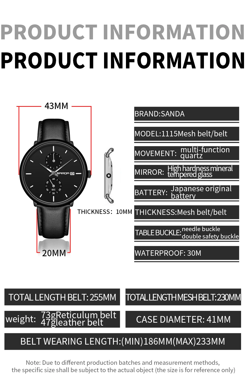 SANDA Luxury brand Watches men Stainless Steel Mesh strap Quartz-watch Ultra Thin Dial Male Clock man relogio masculino P1115
