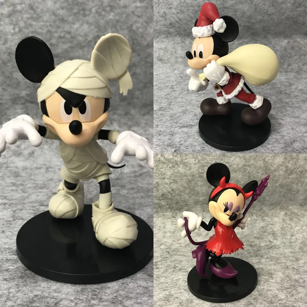 Minnie Mickey Mouse Action Figure Gk Model Toys Santa Mickey Devil Minnie Mummy Mickey Figuras Decorazione Accessori Regalo Per Bambini