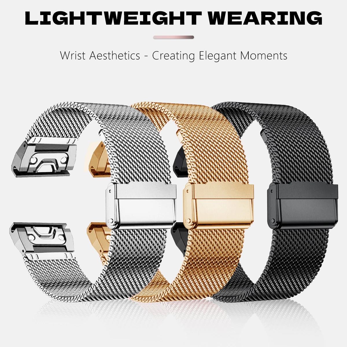 Premium Stainless Steel Quick Fit Watch Strap - 26mm/22mm Adjustable Band