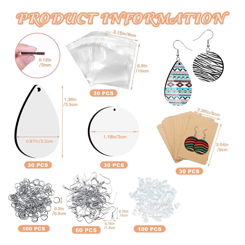 Unfinished Heat Transfer Earrings Sublimation Blanks Earrings with Ear Hooks 6