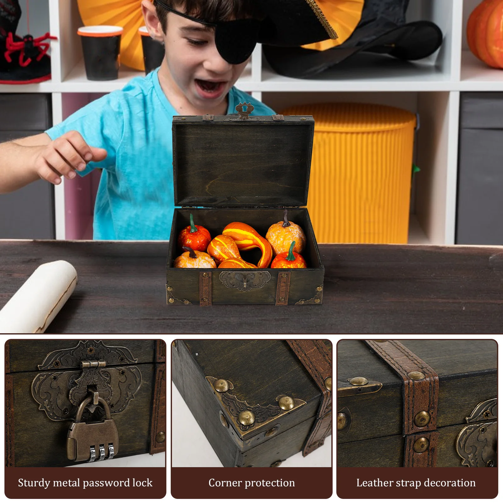 Wooden Jewelry Box with Combination Lock for Storage