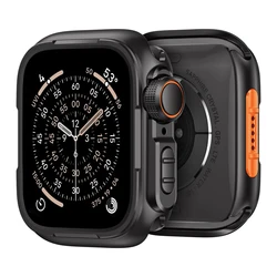 Enhanced Rugged Metal Protective Bumper Case for Smartwatch - Premium Upgrade Edition (Black Orange)