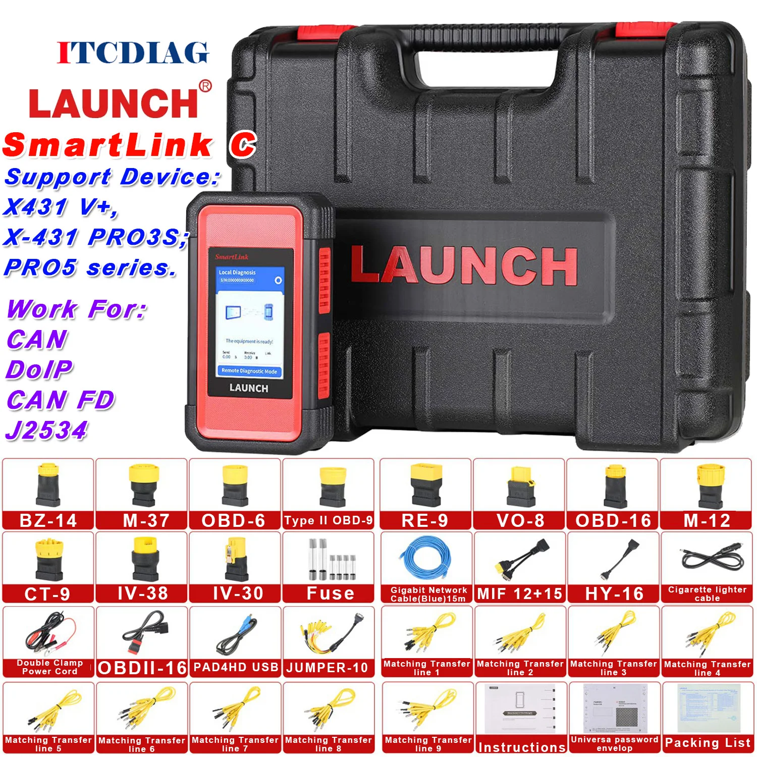 Lancio X431 Smartlink C Heavy Duty 24V Truck Module Truck Machinery Veicoli Commerciali Strumenti Diagnostici Funzionano Per X431 Pro3S + V +