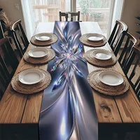 Chemin de table texturé argenté à motifs floraux scintillants, décoration moderne de luxe à motif 3D pour table à manger, table basse, cuisine, fête 2