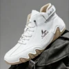 Hand-stitching Casual Leather Shoes Men Boots Outdoor Autumn Retro Breathable Casual Men's Sneakers Lace Up White Ankle Boots