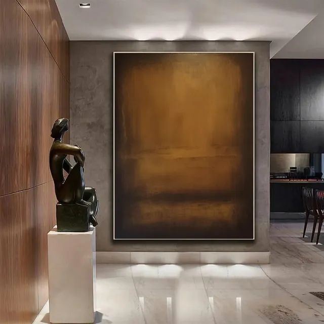 Large Brown Black Hand Painted Oil Painting Abstract Textured Handmade Painting Wall Art Modern Home Decor Boho Living Room Art