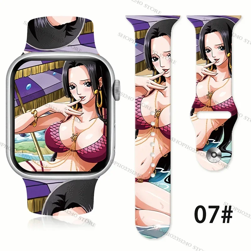 thumbnail image 1 of Correa estampada de la serie One Piece Nami Boa Hancock para Apple Watch Ultra S8 65432SE Correa de repuesto de silicona de 38 mm a 45 mm para regalo, 1 of 5