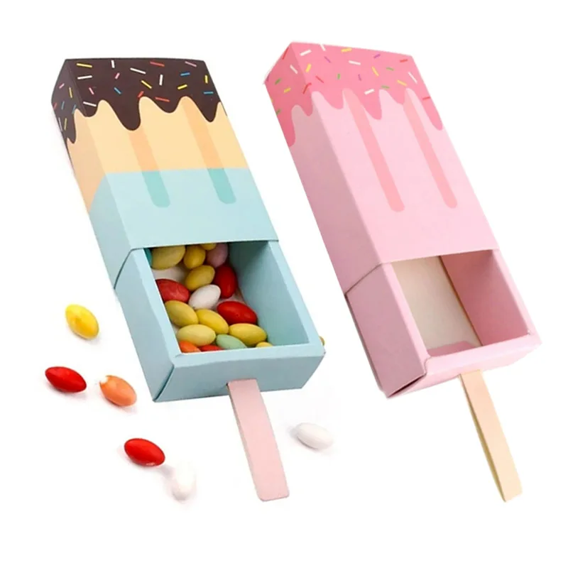2/4/6 stücke Eis Form Candy Boxen Hochzeit Gefälligkeiten Cookies Geschenke Verpackung Boxen Tasche Kinder Geburtstag Hawaii Party decor Baby Dusche