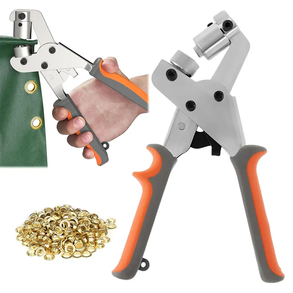 Grommet Tool Kit Handheld Hole Punch Pliers 6/10mm Silver Grommets