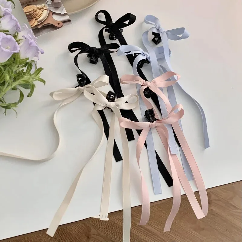2PC Lovely Small Ribbon Hair Claw Clips for Women Girls Kids Child Ballet Hairpin Headband Gift Party Holiday Hair Accessories lovely women catch clip child headwear spring heart korean style hair clip flower hair claw women hairpin pearl hair clip