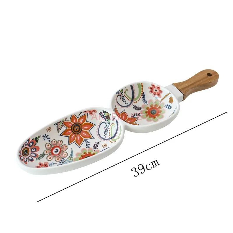 

Creative ceramic tableware for household use, snacks, fruit salad handles, bowls, fruit plates