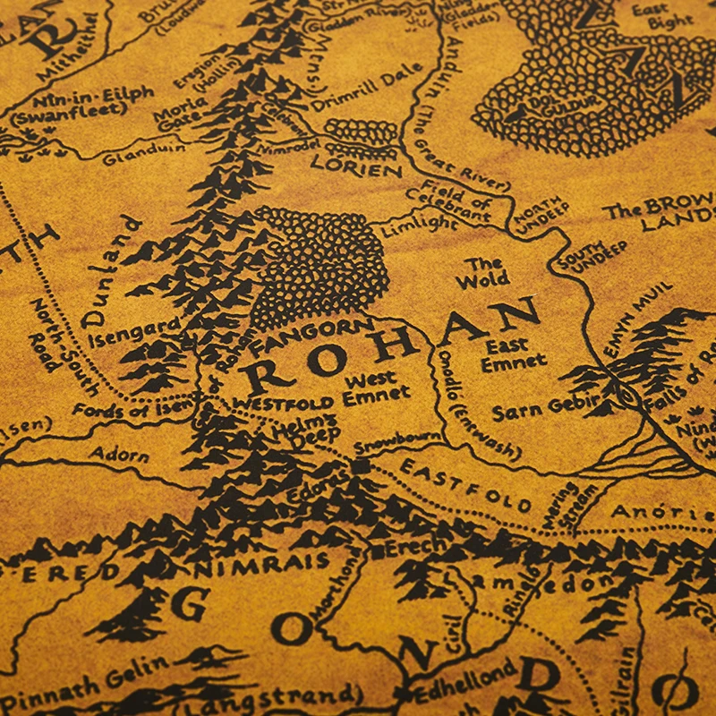 The Rings Middle Earth Map The Retro Kraft Paper Poster Movie Posters Bar Decoration Wall Sticker