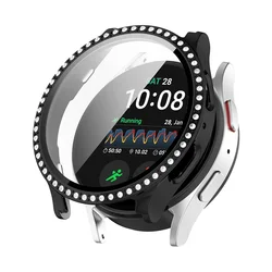 Elegant Diamond Bling Case with Tempered Glass Bumper Cover for Galaxy Watch 7 40mm (Black)