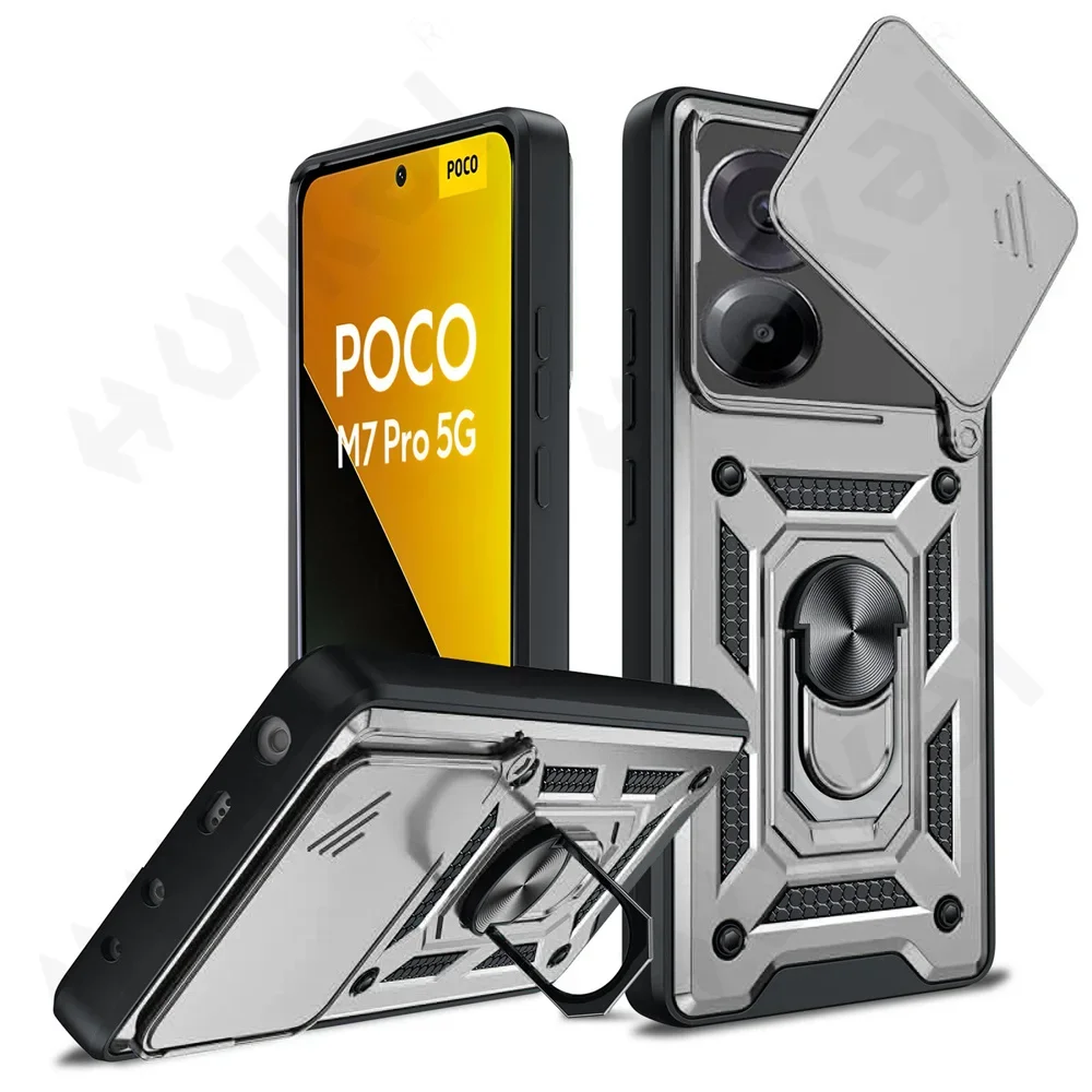 Slide Camera Protector 360° Ring Armor PC Hard Case Cover