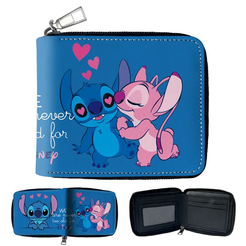 Cartoon Stitch Wallet Women Round Zipper Purse Coin Pocket