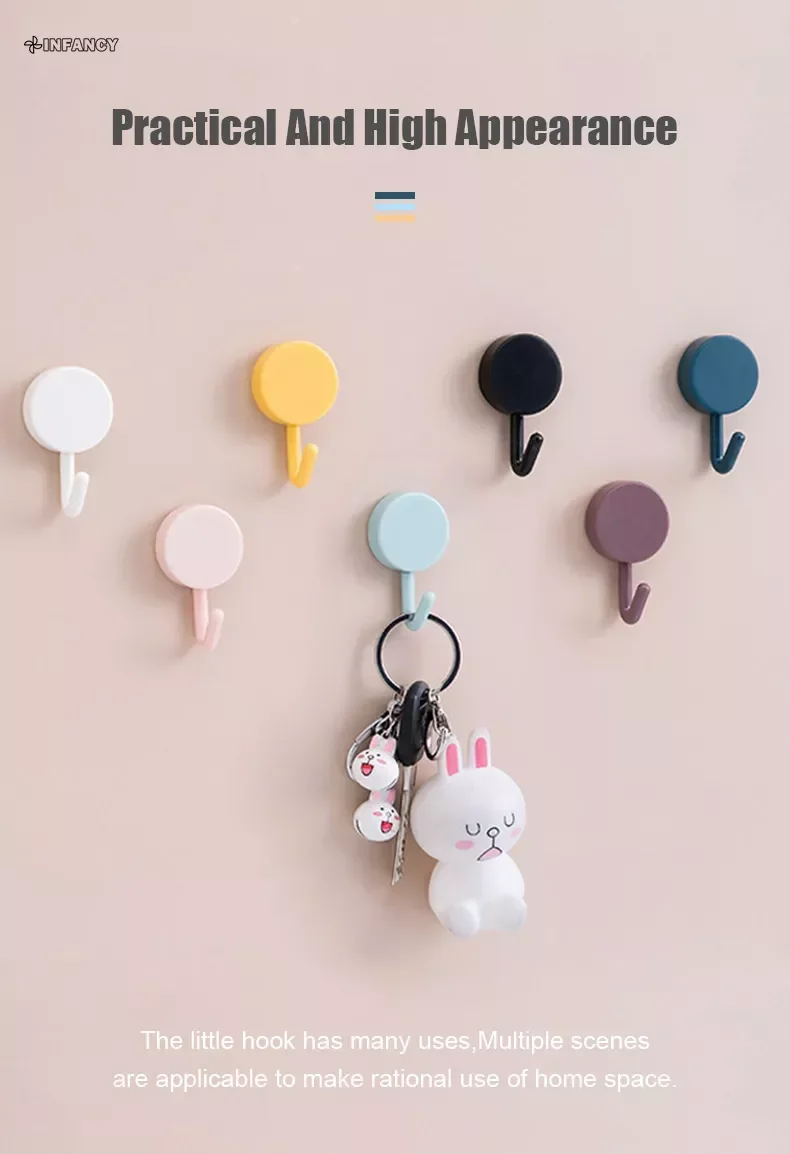Description Picture 4 of item1PC Cute and Creative Strong Self-adhesive Hooks Without Punching Clothes, Hats, Bathroom Doors, Towel Storage Accessories