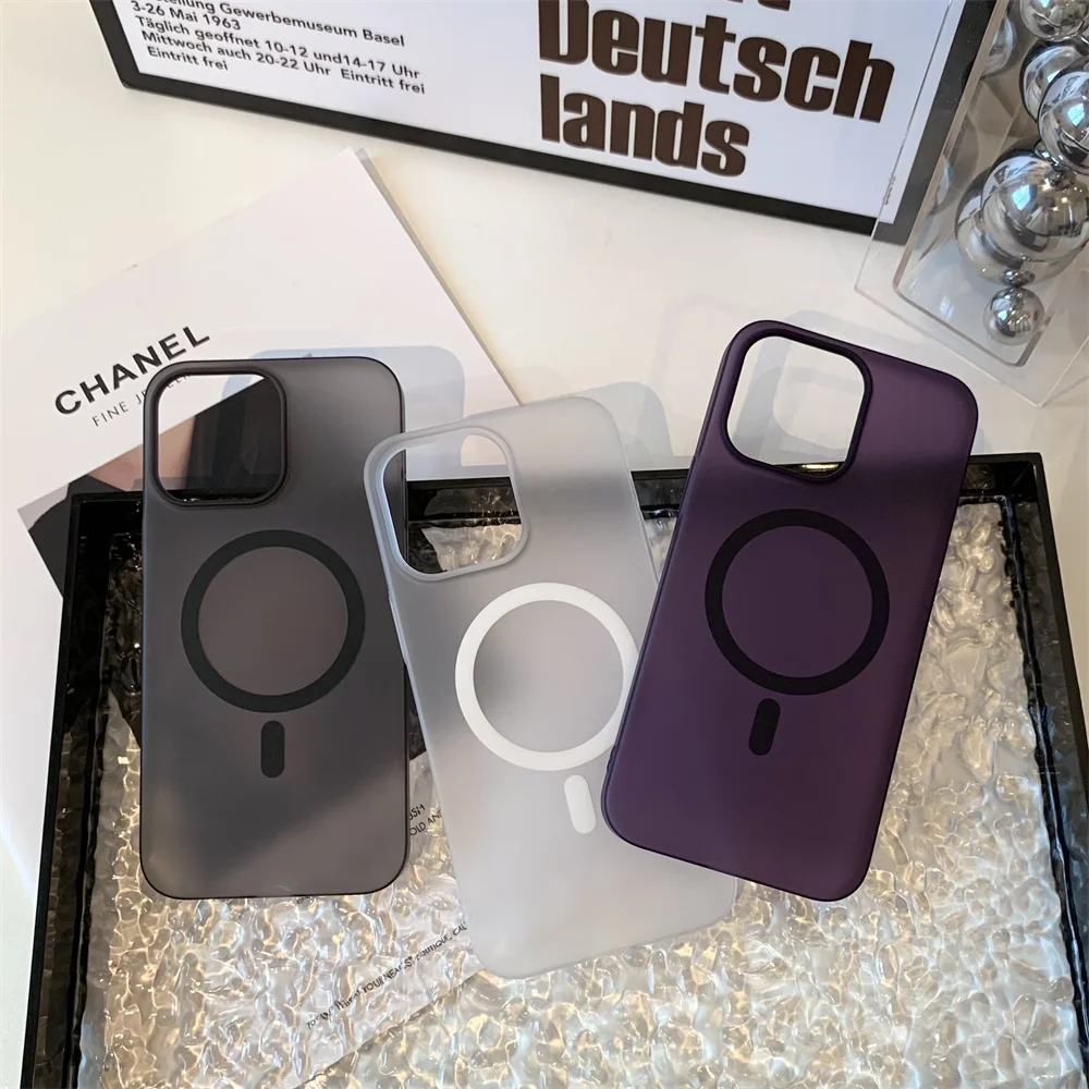 Matte Ultra-Thin Magnetic Wireless Charger Hard PC Translucent Phone Cover