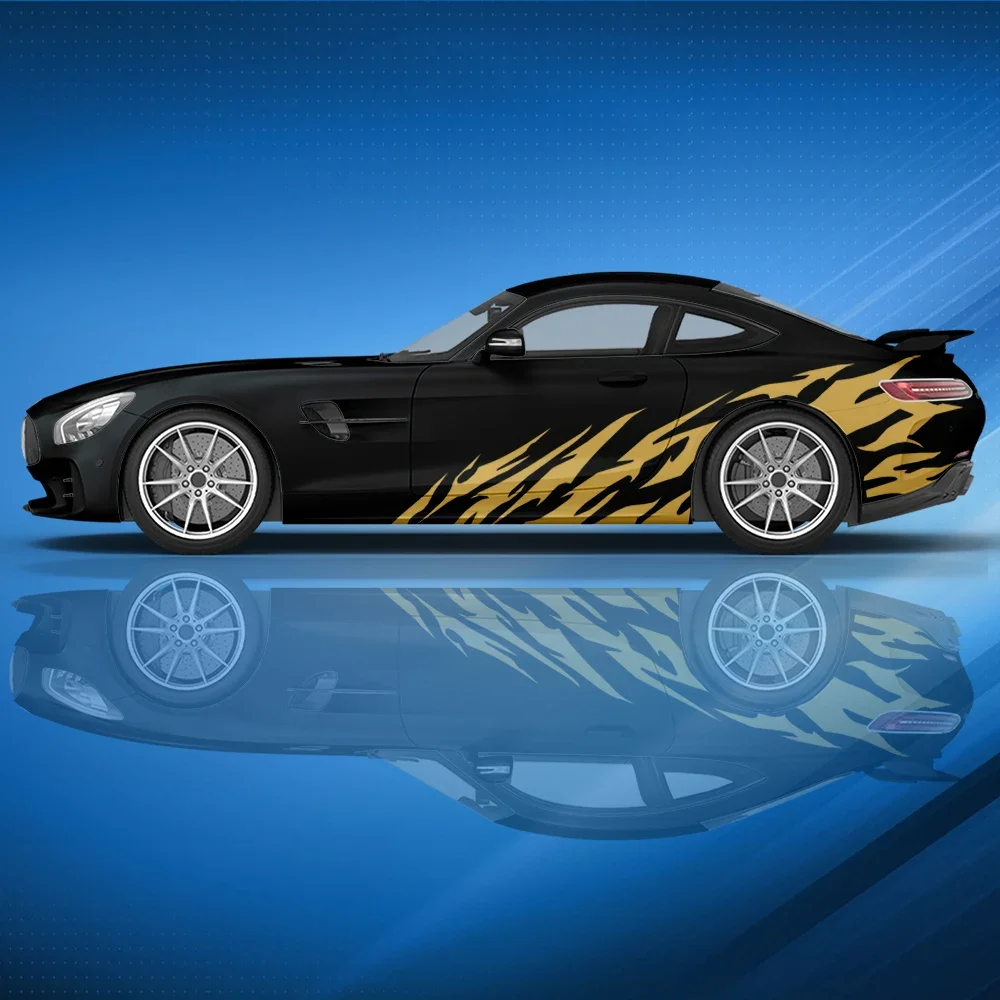 Flame Universal Custom Paint Car Decal Side Graphic Vinyl Modificato Racing Car Print Decoration Ita Strisce Irregolari Car Sticker