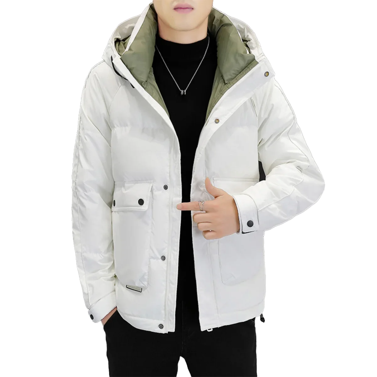 

2023 New Men's Winter Leisure Fashion Trend Down Jackets Hooded Warm Outdoor Clothes Mens Tops