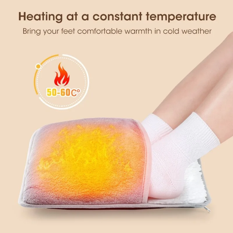 Rechargeable Heating Foot Warmer USB Hot Compress Soft Plush Foot Warmer Supports for Pain Relief Recovery