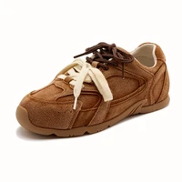 DIMANYU Genuine Leather Gump Shoes Women 2024 Spring New Retro Lace-up Sneakers Female Casual Non-slip Women's Shoes 1