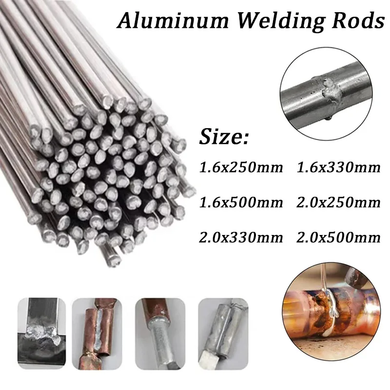 Varillasdesoldaduradealuminio,1,6mm/2,0mm,sinsoldadura,cabledesoldaduradebajatemperatura,longitud250/330/500mmparasoldaduradecobre,tuberíadealuminio,5/10Uds.