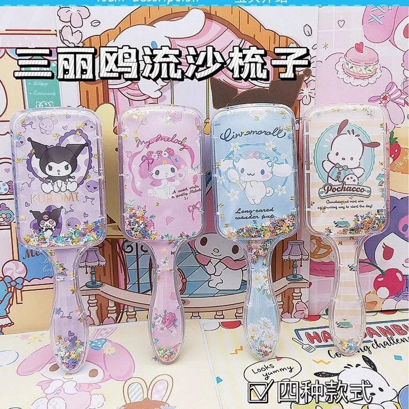 

Sanrio Cinnamoroll Kuromi Anime Mymelody Kawaii Pacha Massage Comb Home Use Handle Combs Cartoon Adult Children Combed Hair Gift