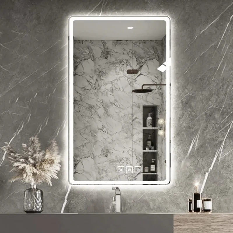 

40x32 Inch Bathroom Mirror Make Up Wall Mounted Fogless Bathroom Mirror Frameless Shaving Modern Bathroom Mirrors Home Furniture