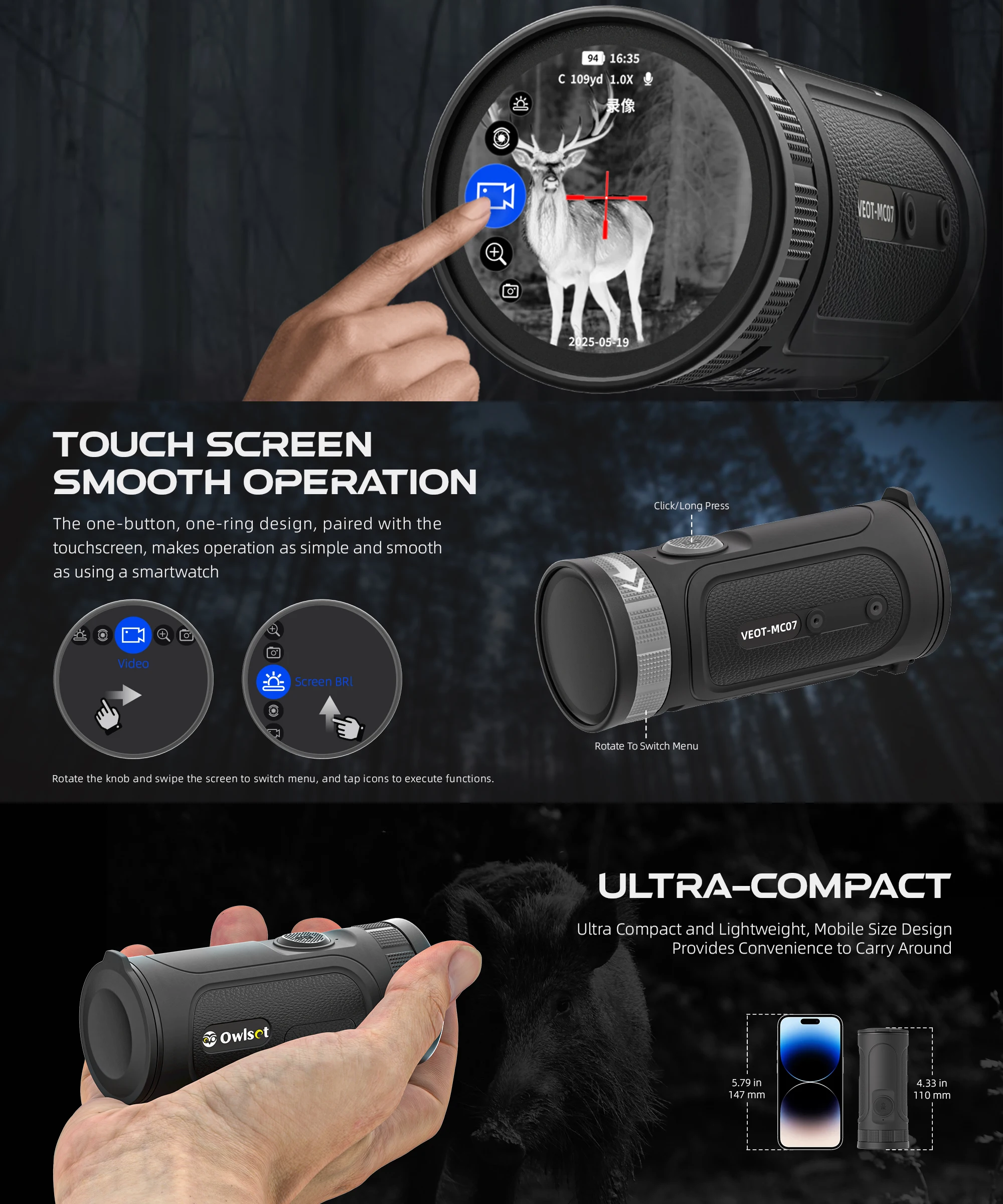 Monocular Térmico Vector Optics OwlSet ARGON Nano | Sensor