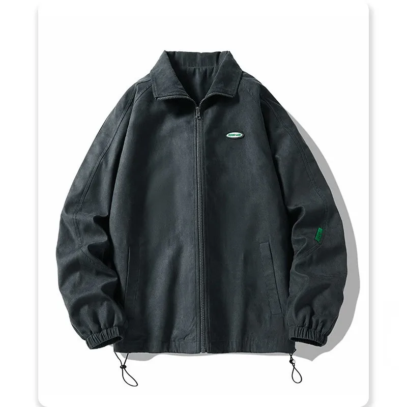 

Hip-hop solid color jacket men's high street stitching collision windbreaker coat female spring and autumn thin section fashion