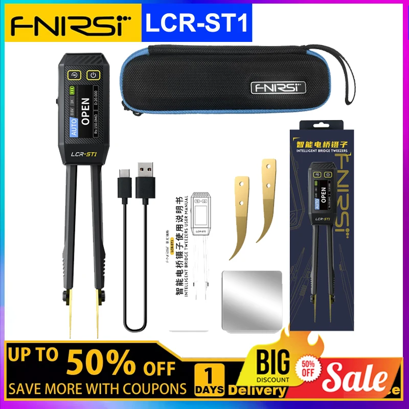 FNIRSI LCR-ST1 Pinzetta intelligente LCR SMD ESR Mini Tester Resistenza Capacità Induttanza Continuità Diodo Test Strumenti di misurazione