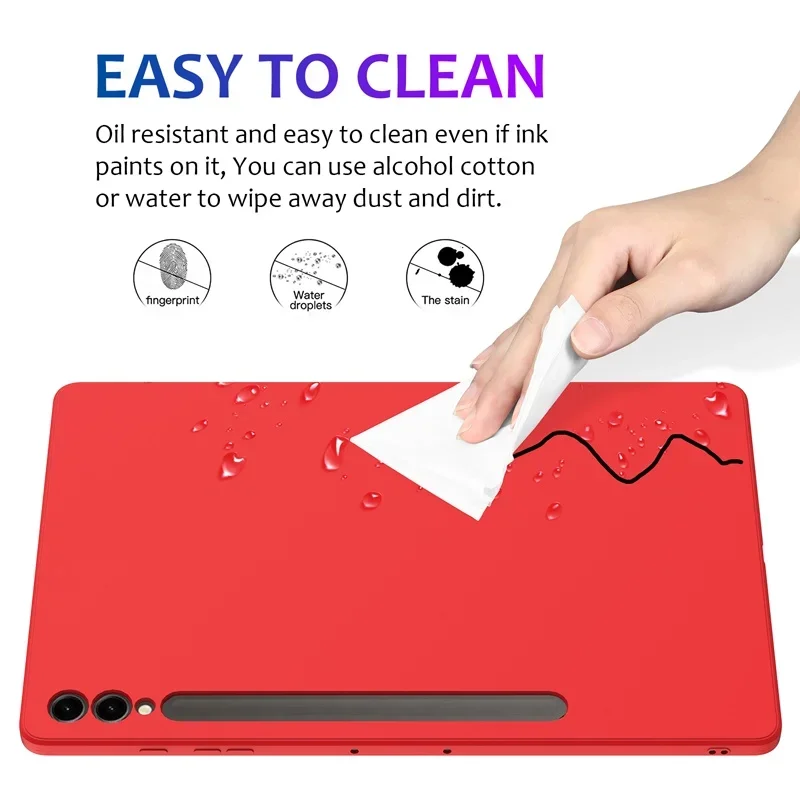 For Samsung Galaxy Tab S9+ / S9 FE Plus Tablet Case ELVEV Shockproof Premium Liquid Silicone Tablet Cover with Flocking
