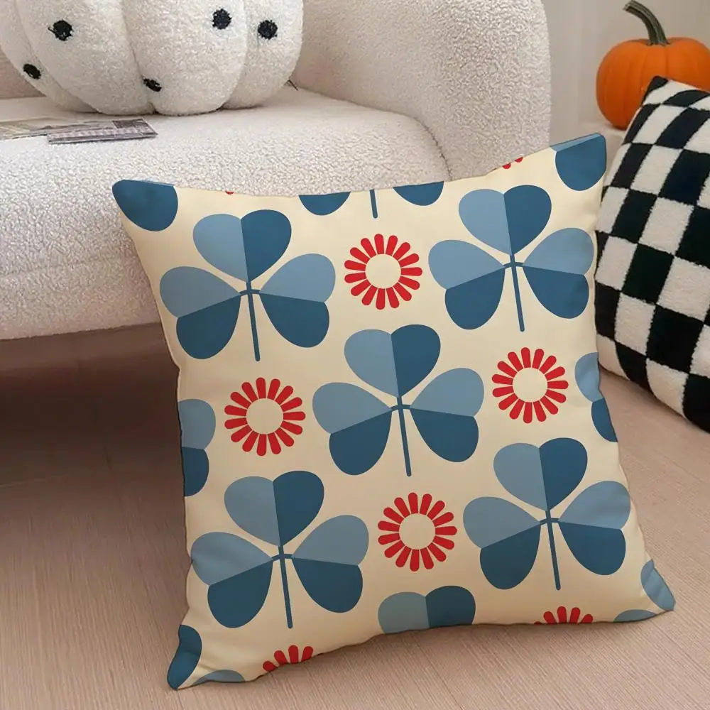 레트로 아일랜드 디자이너 O-Orla Kiely 쿠션 커버 투척용 베개 커버 숨겨진 버튼 내구성 있는 폴리에스테르 의자 쿠션