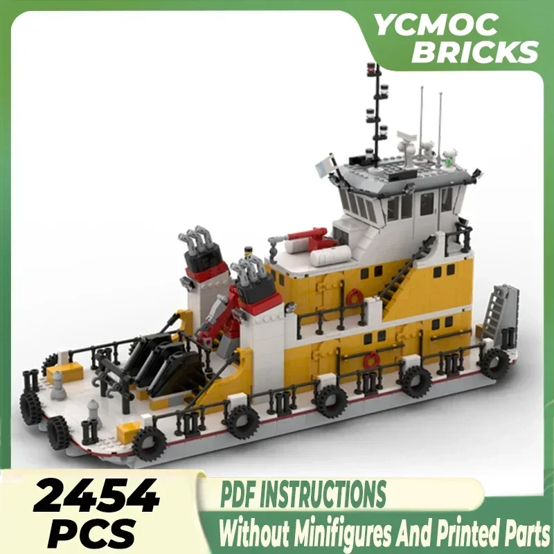 

City Ship Series Model Moc Building Bricks Pusher Barge Tug Technology Modular Blocks Gifts Christmas Toys DIY Sets Assembly