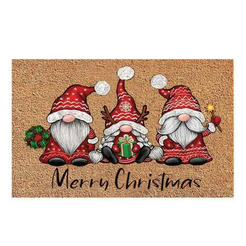Vikama Christmas Gnome Welcome Doormat Indoor Outdoor Non-Slip Floor Mat Festive Home Decor Hallway Kitchen Entrance Carpet floor mat