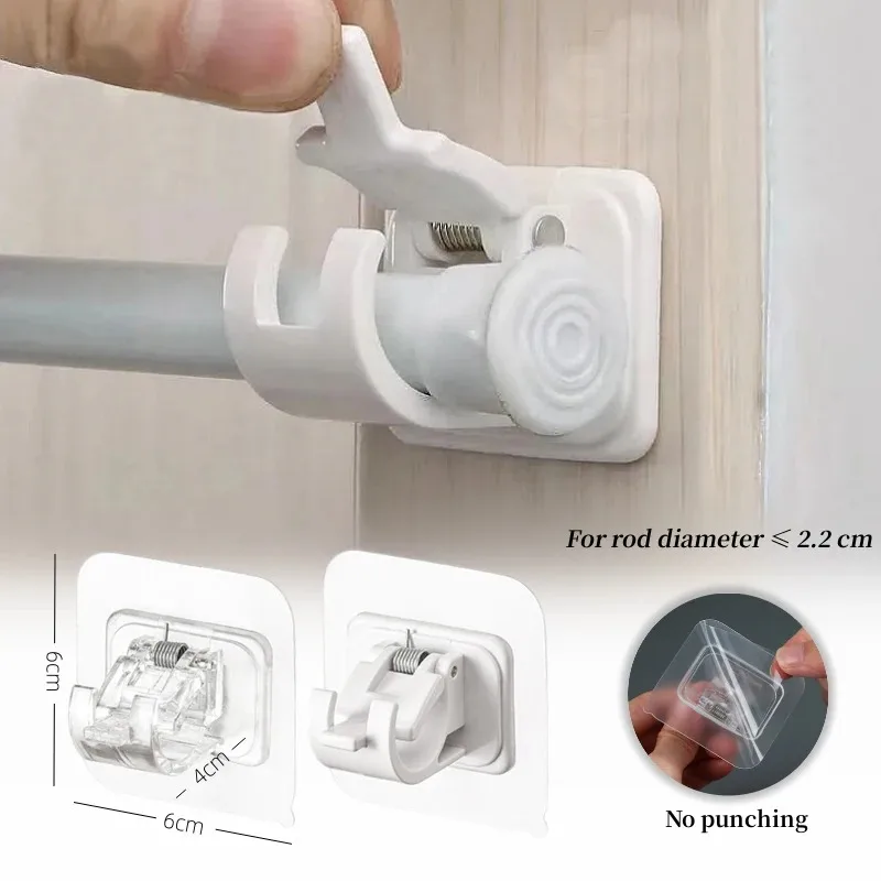 Bathroom Bath Towel Rack Hand Towel Holder Ring Bar Hanging Pole Bottom Bracket Hole Free Clothes Drying Pole Fixing Device