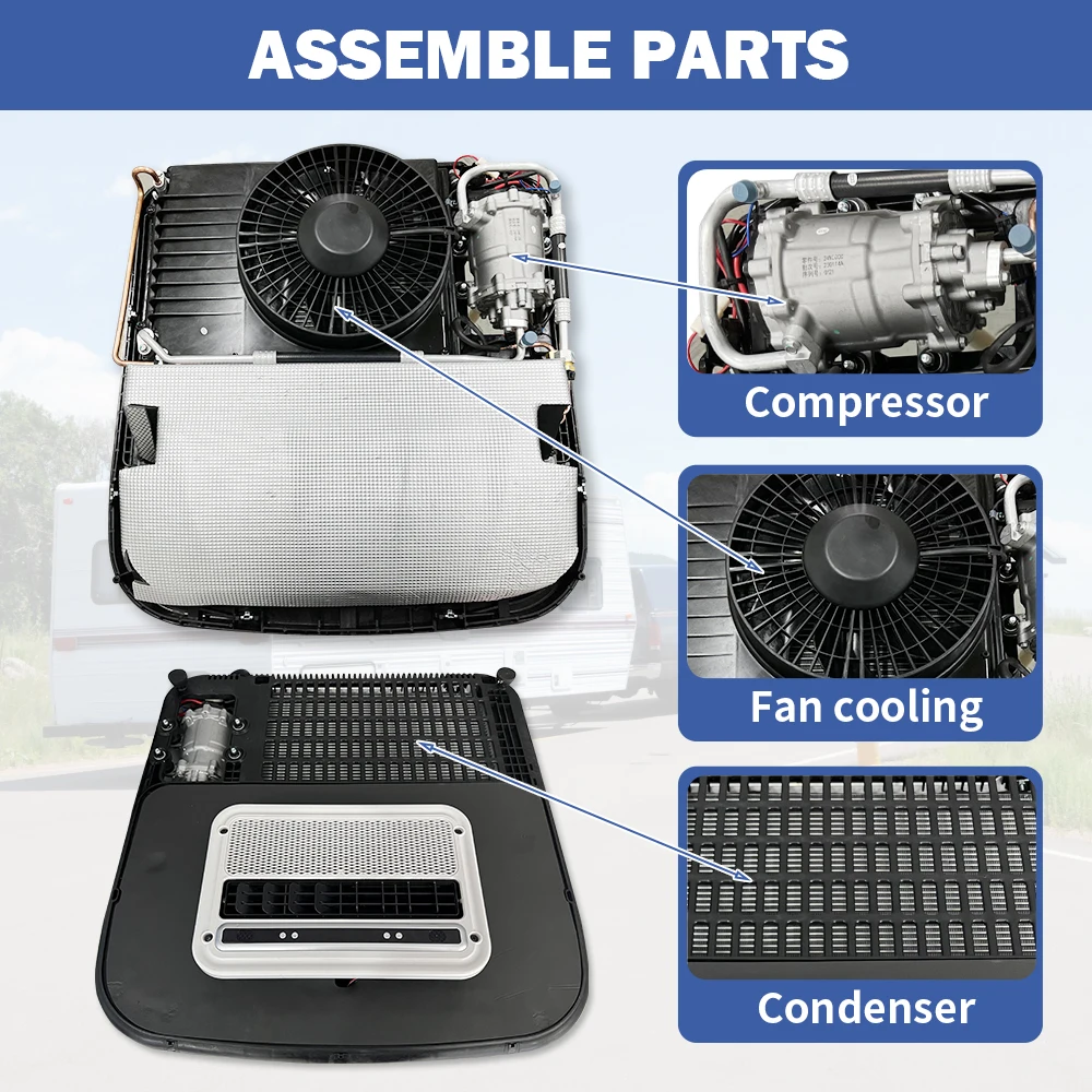 12V 24V Aria condizionata elettrica per camion RV Refrigerazione sul tetto Camper Camper Van Roulotte Sistema di raffreddamento per parcheggio auto - Image 5