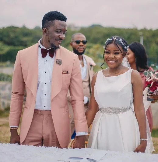 Happiness Pink Wedding Groom Men Suits Fashion Slim Fit Tuxedo Terno Masculino Prom Blazer Custom Made 2 Pieces Jacket+Pant