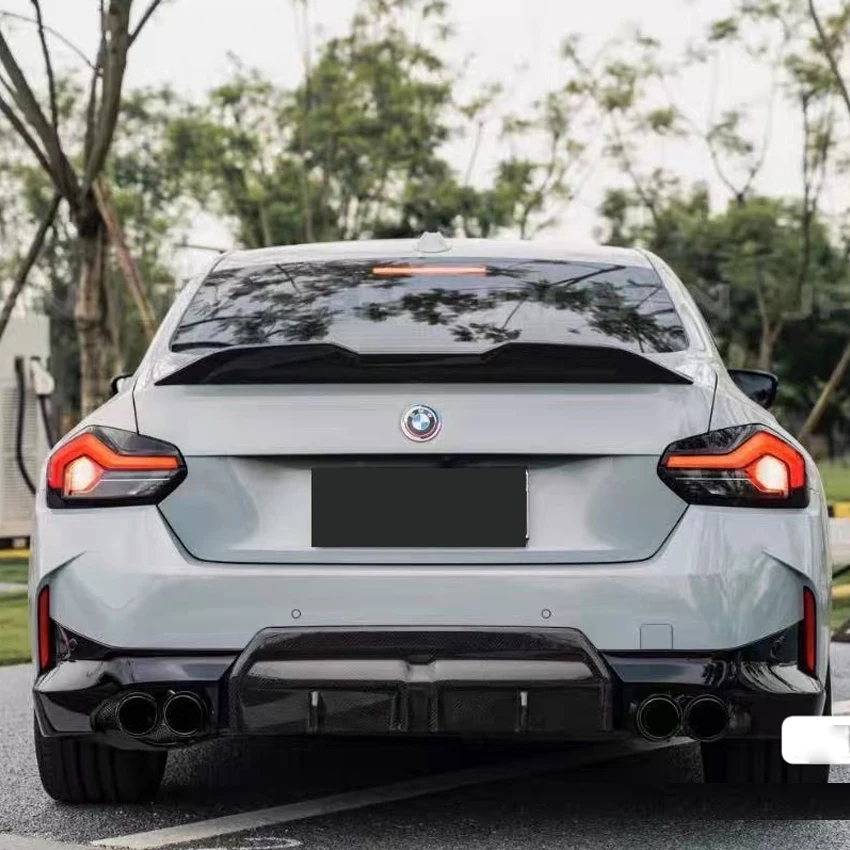 BMW 2 시리즈 G42 M240i M235i M 스포츠 2021-2025 바디킷용 LED 자동차 리어 범퍼 디퓨저 립 스포일러 글로스 블랙 액세서리
