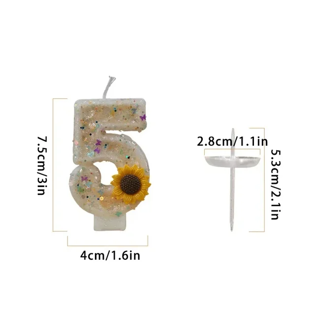 Topper de gâteau Chi Princesse Sweet, numéro 0-9, jaune, tournesol, anniversaire, ci-après les papillon, paillettes, décor, fournitures de cuisson, mode 6