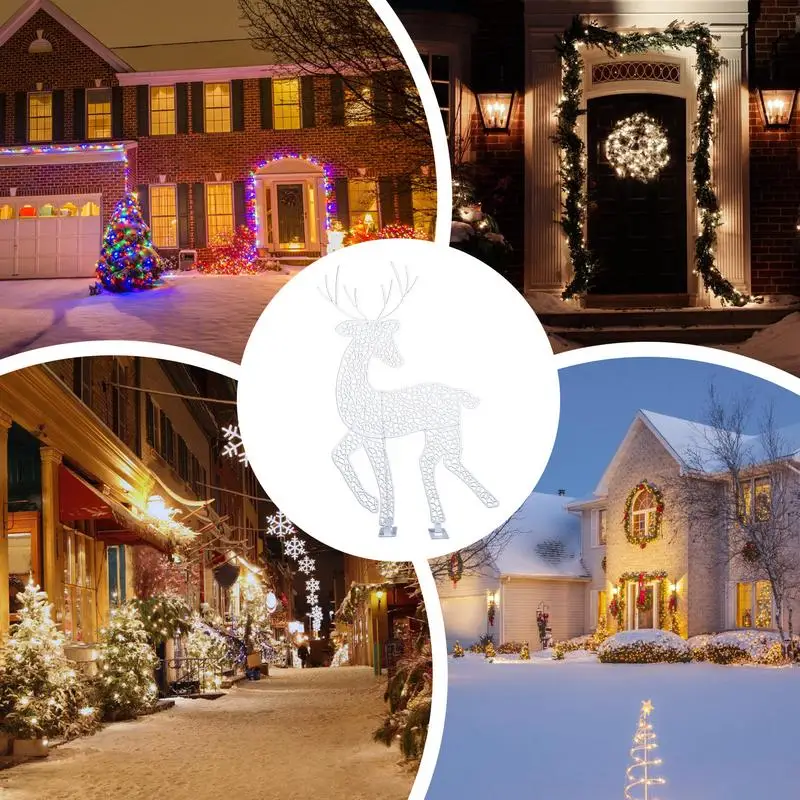 GOPLUS - Reno De Navidad Decorativo Iluminado, 186 Cm, 300 Luces LED Blanco Cálido, Para Interior Y Exterior, Con Estacas