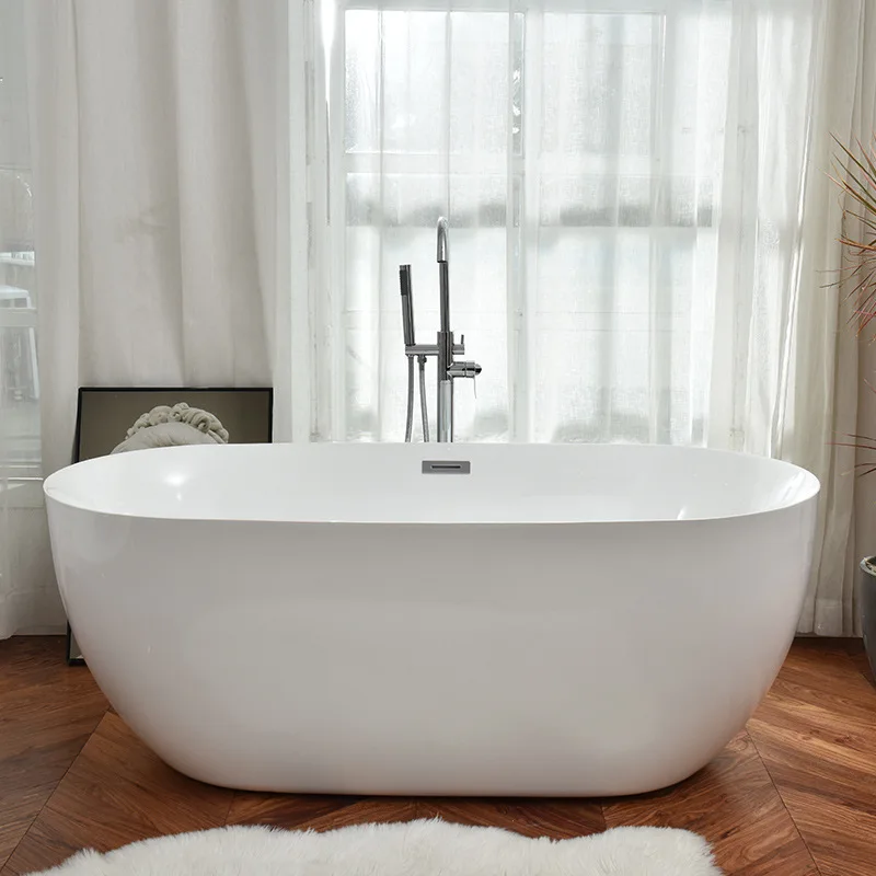 Acrylic household small apartment bathtub constant temperature thin edge bathtub independent movable seamless integrated princes