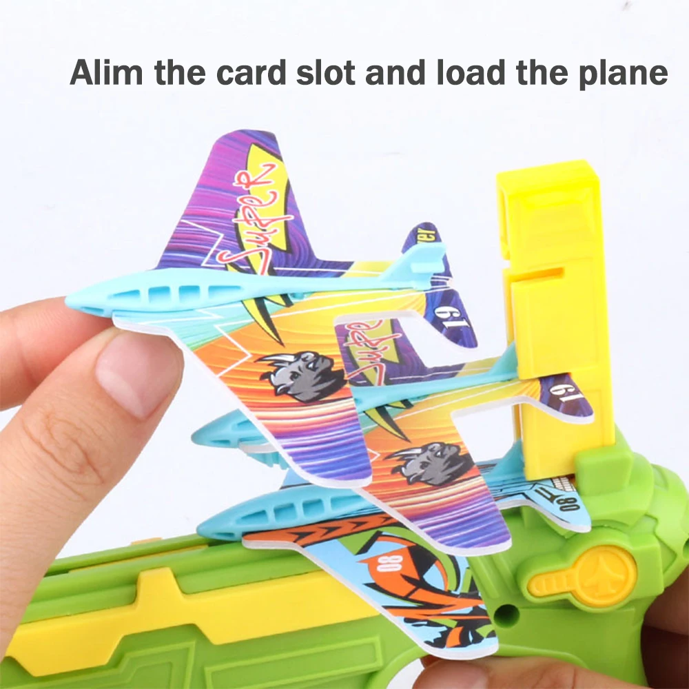 Toy Guns Outdoor Continuous Airplane Launch Gun Flying Foam Airplane Catapult Gun Children Glider Boys' Favorite