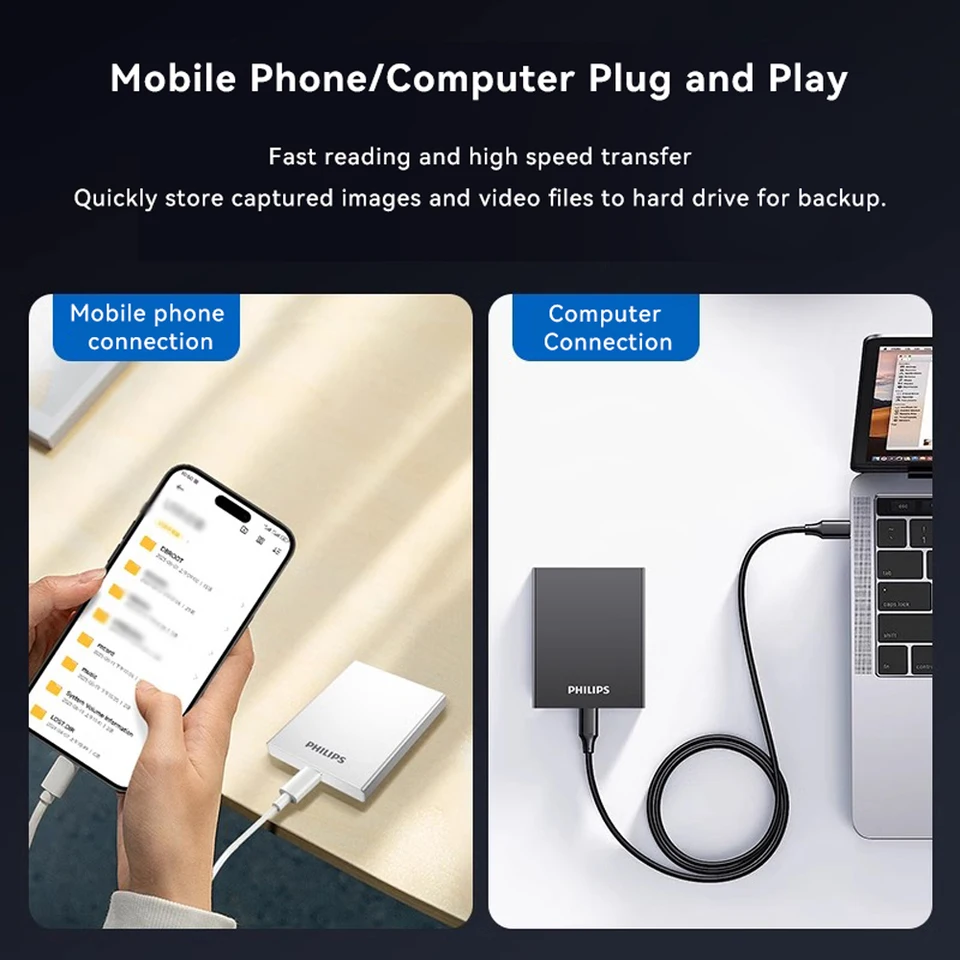 PHILIPS Portable SSD, 1TB External Solid State Drive, Speeds Up to