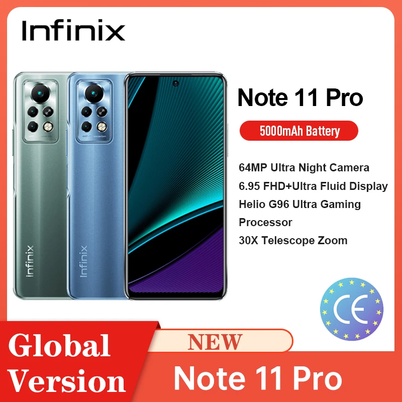 infinix new Infinix Note 11 Pro 6.95'' Display Smartphone 8GB 128GB 64MP Camera 5000 Battery 33W Super Charge Global Version Mobile Phones cellphone infinix