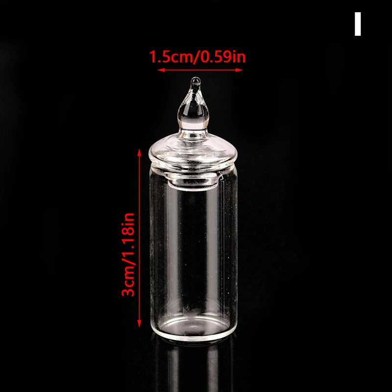 1Pc 1:12 Dollhouse Miniature Clear Glass Jar Candy Bean Storage Bottle Tiny Jar With Cover DollHouse Kitchen Decor Accessories